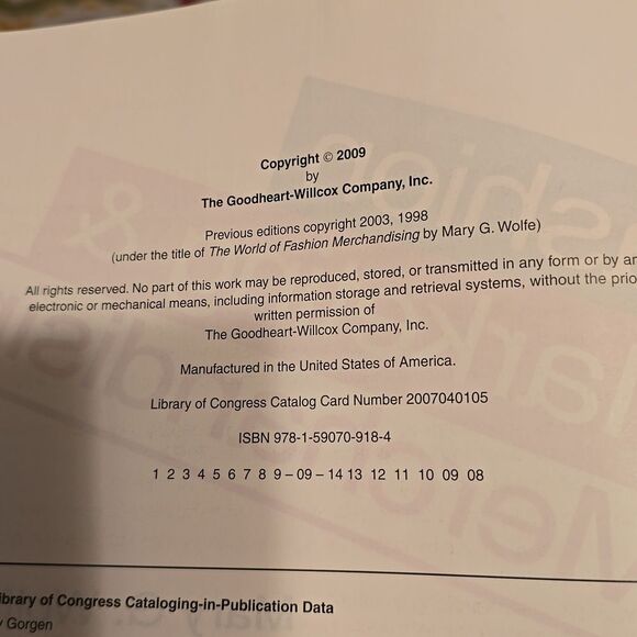 Fashion Marketing and Merchandising by Mary Wolfe  - HC  - 2009 - Picture 3 of 8